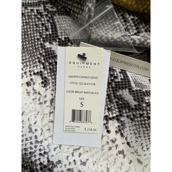 NWT Equipment Liam Snake Print Silk Top with Contrast Sleeves Size S - Picture 5 of 6